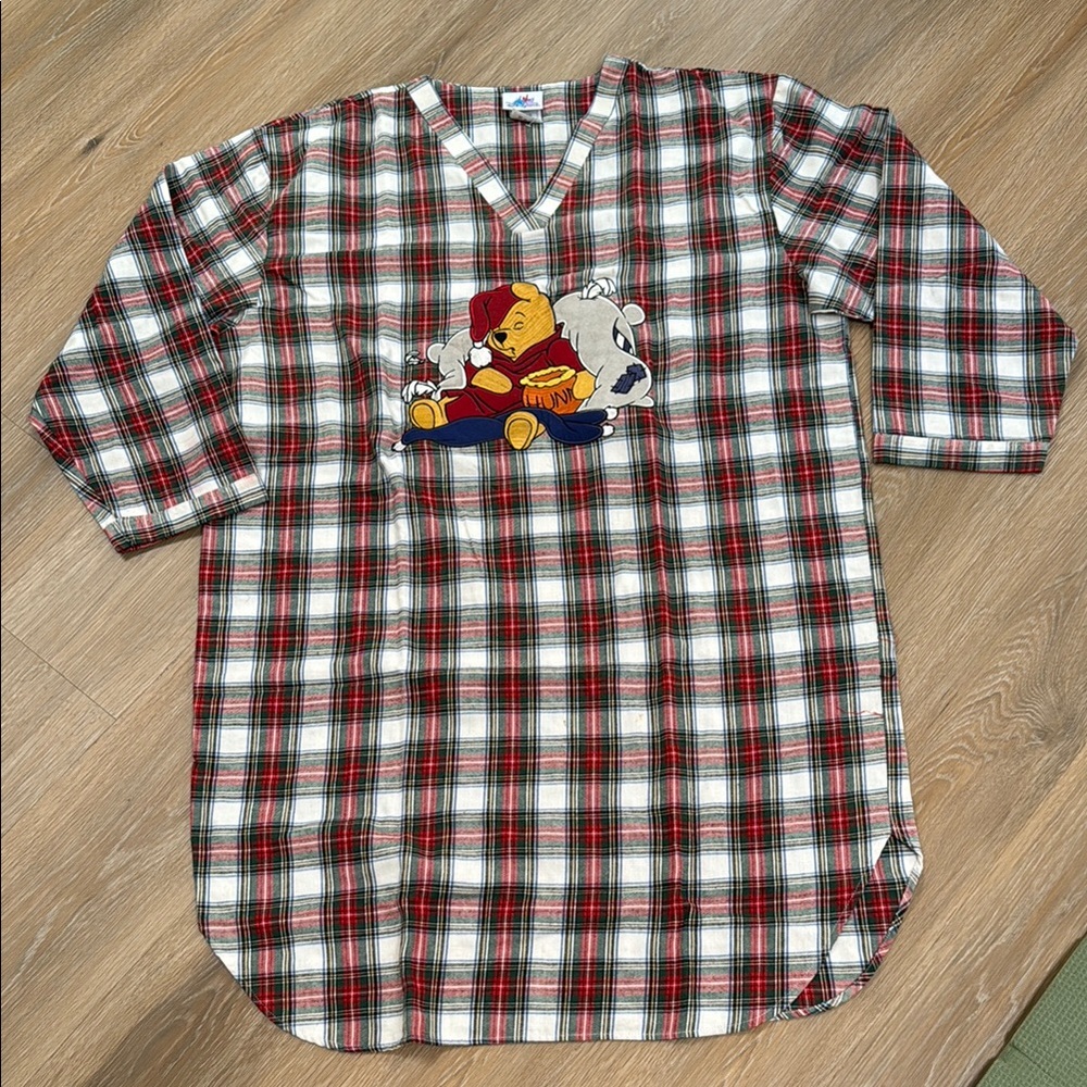 Disney Red and White Plaid Flannel Pajama Top 100% Cotton